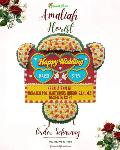 Karangan Papan Bunga Pernikahan di Kasemen